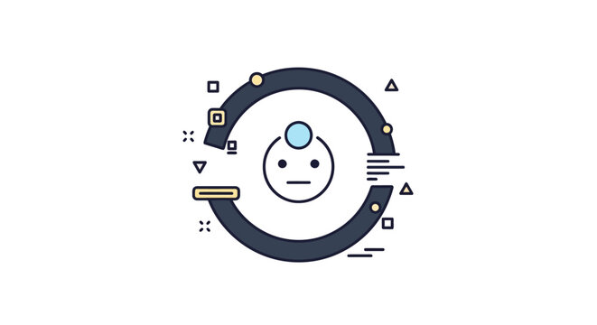 A frustrated emoticon surrounded by digital interface icons.