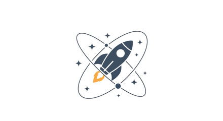 Rocket ship icon in space orbit. © arif