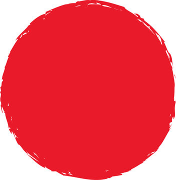 Red Textured Circular Stamp Brush Stroke Flat Vector
