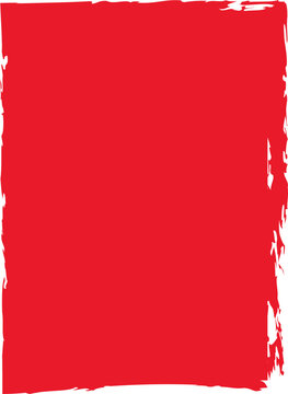 Red Textured Rectangular Stamp Brush Stroke Flat Vector