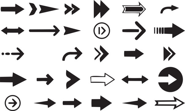 Arrows Array: A comprehensive collection of arrows in various styles and directions, perfect for visual communication and design elements.