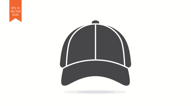 Stylish flat vector icon illustration of a classic baseball cap for sportswear design