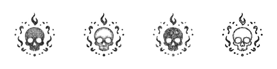 Sketch skull magic icon design set © David Zydd