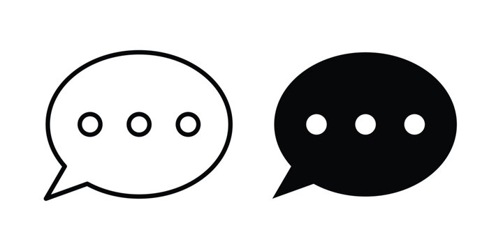 Chat icon strokes and flat black vectors. Illustrations EPS10
