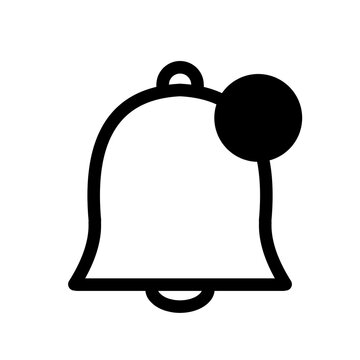 通知バッジ付きベルの線画アイコン