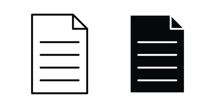 Document icon strokes and flat black vectors. Illustrations EPS10