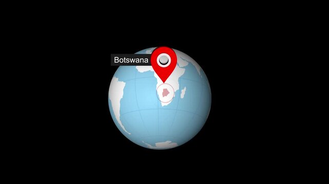 Botswana Map Pointer with Global Context