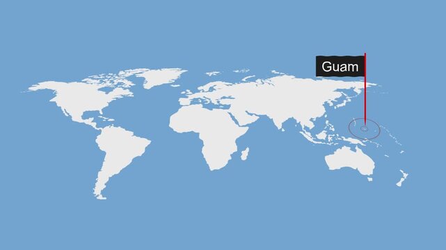 Guam Geographic Location on Minimal World Map Animation