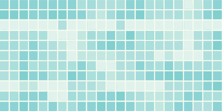 Turquoise and aqua mosaic tile pattern with square shapes