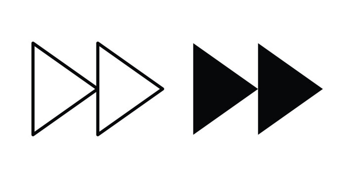 Fast forward icon strokes and flat black vectors. Illustrations EPS10