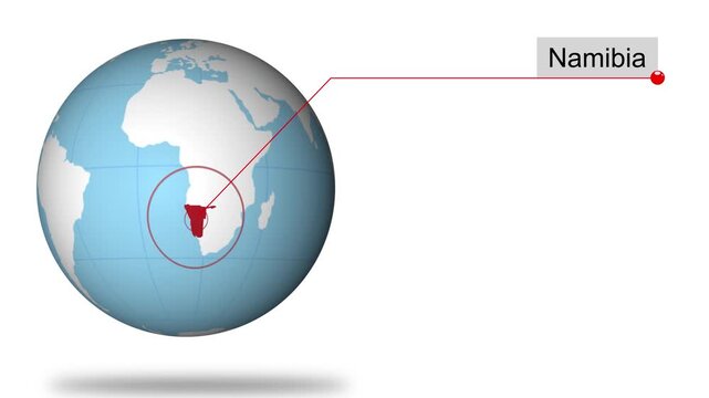 Namibia Map Pin on World Map Animation