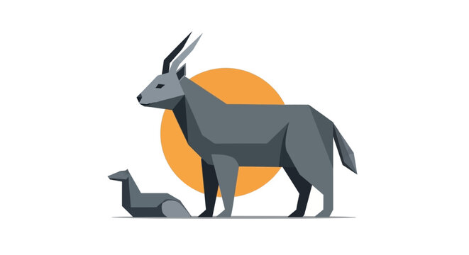 Two gray antelopes standing together outside.