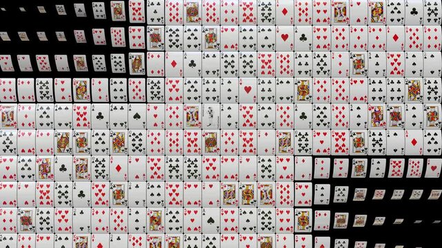 Animated Playing Poker Cards two sides diagonal Wipe Transition With alpha