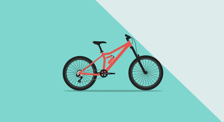 Fototapeta premium Red Mountain Bike With Black Tires.