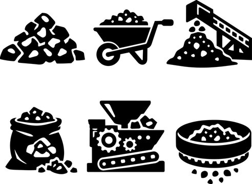 Vector  icon mining industry production set. Vector