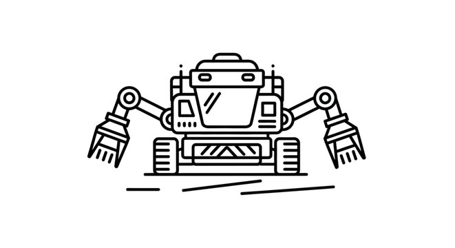 Robot with mechanical arms and claws.