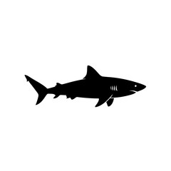 Obraz premium Silhouette of a Shark Swimming in the Ocean Waters.
