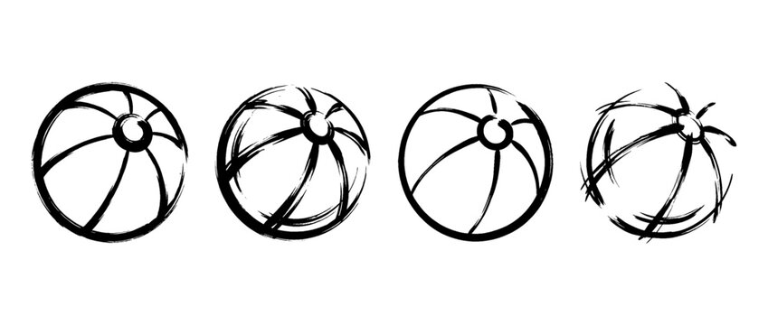 beach ball , Traditional Chinese Brush , strokes swirl style
