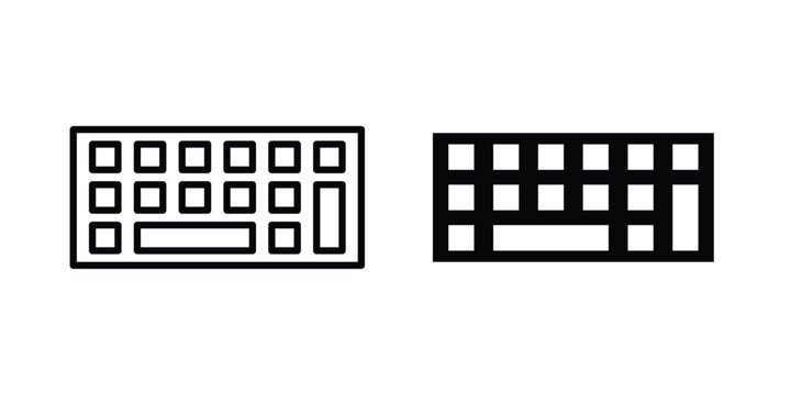 Keyboard icon strokes and flat black vectors. Illustrations EPS10
