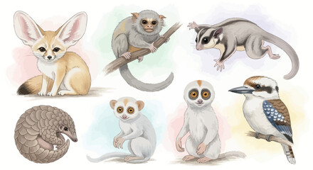 Collection of cute animal faces. © Botjah