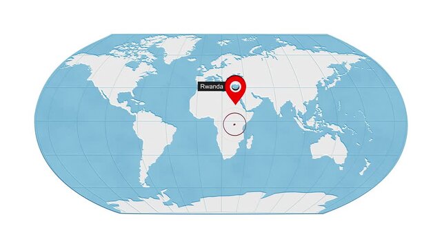 Rwanda Location on World Map with Pin Marker Illustration