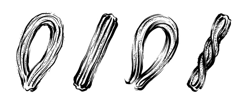 churro , Traditional Chinese Brush , strokes swirl style
