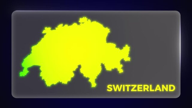 Switzerland Swiss Confederation Southern Europe Map Intro Outro Modern Template Glow Effect Explainer Documentary Style Animation 4K Video