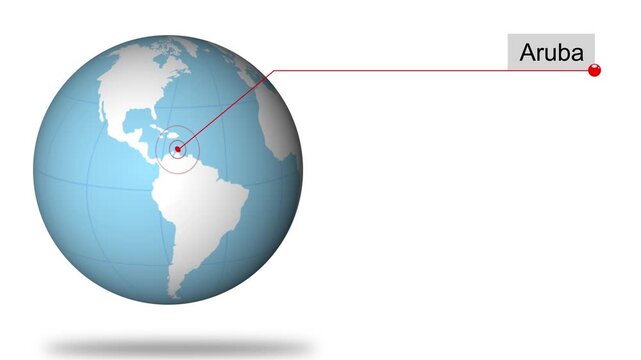 Aruba Location on Globe for Presentation or Education