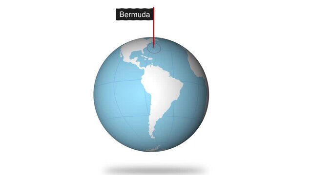 Bermuda Map Pin Location Animation Global World Map Concept