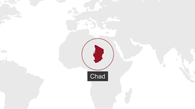 Chad Geographic Location on Minimal World Map Animation