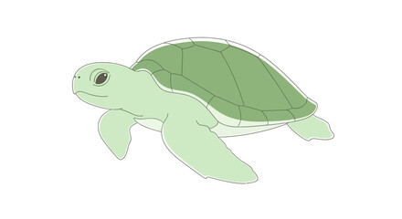 Green Turtle Swimming in Water. © Dafid