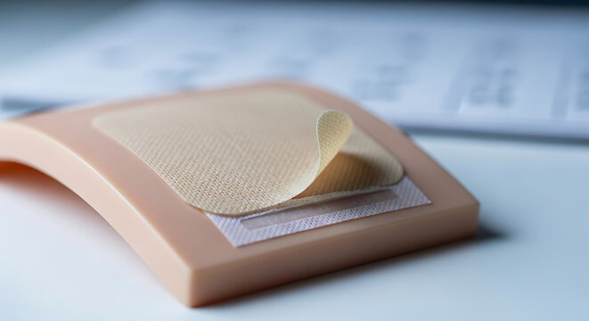 Nicotine patch on a surface.