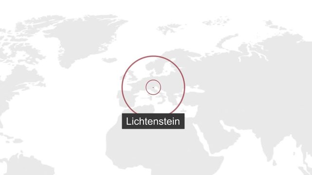 Lichtenstein Location on Dark Theme World Map Animation