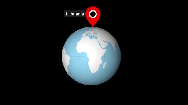Lithuania Location Highlight on World Map with Circle Marker
