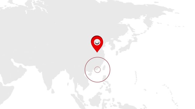 Macao Country Location Animation on Digital World Map
