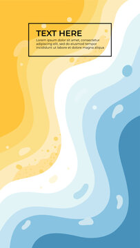 Abstract wavy background with organic fluid shapes in blue and yellow colors