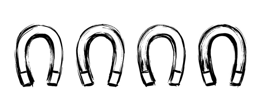 horseshoe magnet , Traditional Chinese Brush , strokes swirl style