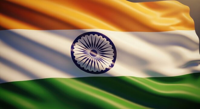 Waving indian flag saffron white and green tricolor of india