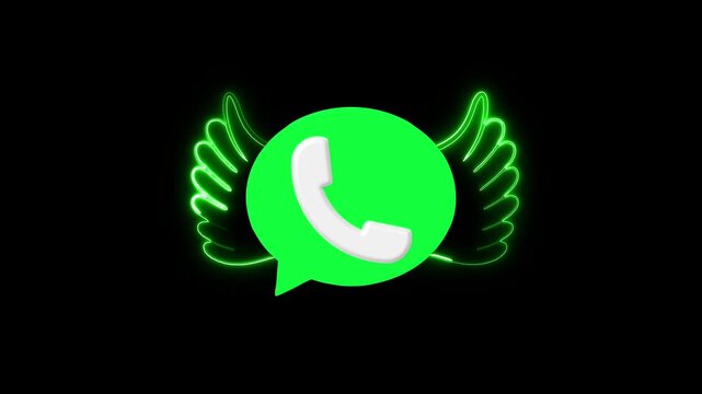 Green chat bubble icon with white phone handset on black background. Messaging communication concept. Green chat bubble icon for rapid delivery service and digital interface design.