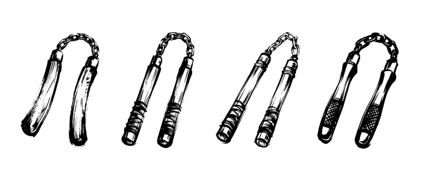 nunchaku , Traditional Chinese Brush , strokes swirl style