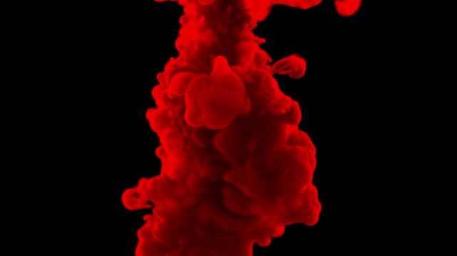Red Ink Smoke Explosion Abstract Fluid Motion on Black Background video 4k
