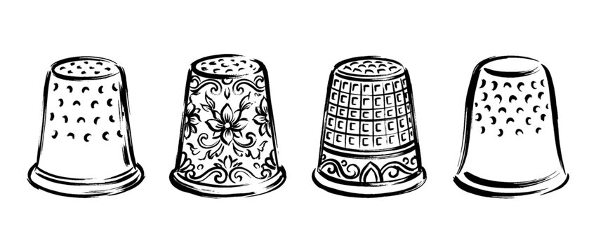 thimble , Traditional Chinese Brush , strokes swirl style