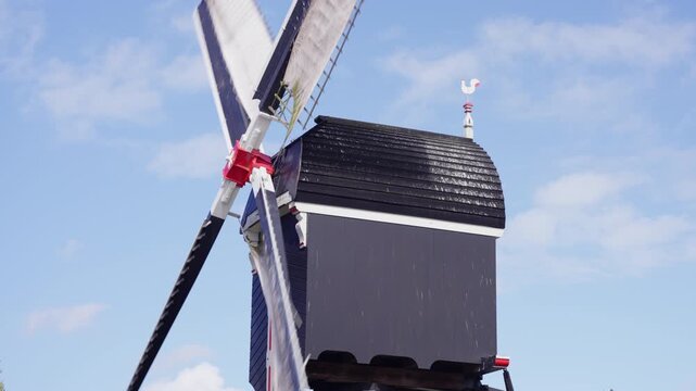 Close-up of Spinning Dutch Windmill Sails