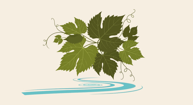 Green grapevine leaves illustration.