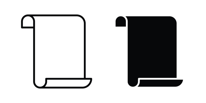 Scroll icon strokes and flat black vectors. Illustrations EPS10