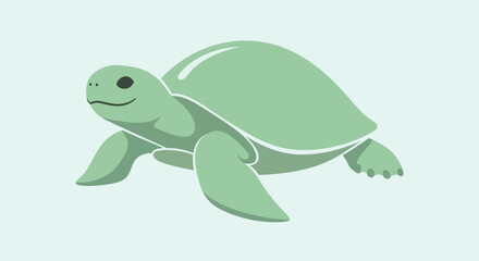 Green turtle cartoon sea creature. © Dafek