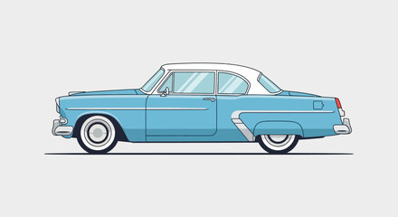 Fototapeta premium Vintage Blue Classic American Car Model.