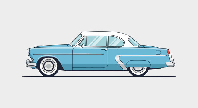 Vintage Blue Classic American Car Model.