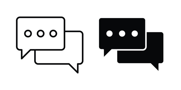 Talk bubble speech icon strokes and flat black vectors. Illustrations EPS10