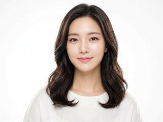 Fototapeta premium Fresh Makeup Korean Woman Studio Portrait with Radiant Skin